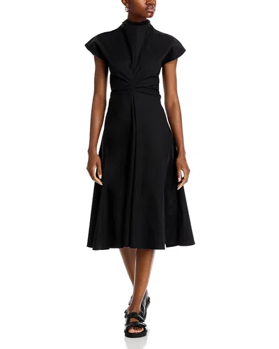 Rosetta Getty Funnel Neck Midi Dress In Black