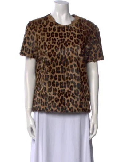 Pre-owned Rosetta Getty Fur Animal Print T-shirt In Brown