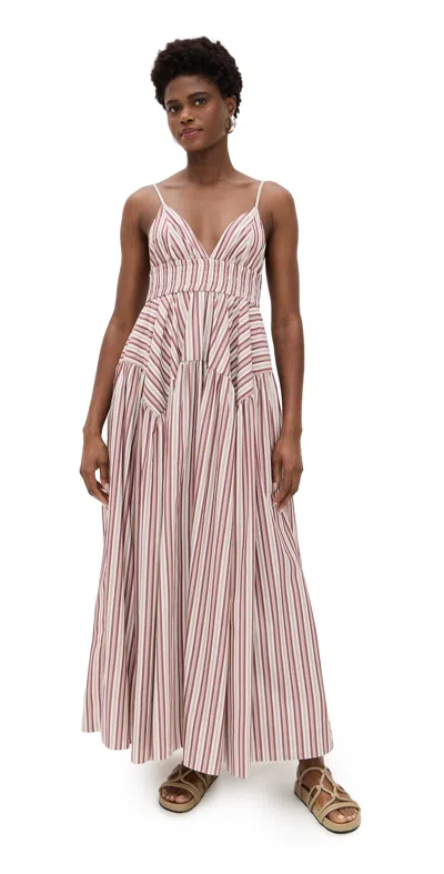 Rosetta Getty Gathered Peplum Camisole Dress In Multi In Neutral