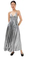 Rosetta Getty Gathered Peplum Camisole Dress Silver In Silver