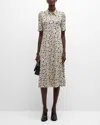 ROSETTA GETTY GEOMETRIC FLORAL JERSEY POLO MIDI DRESS