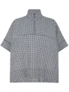 Rosetta Getty Gingham Quarter-zip Shirt In Black