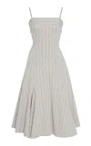 Rosetta Getty Godet-detailed Pinstriped Jacquard Dress In Gray