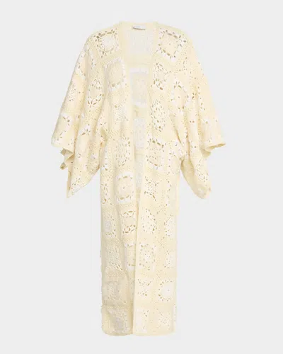 Rosetta Getty Granny Square Crochet-knit Open Cardigan In Ivory