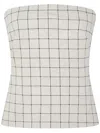 Rosetta Getty Grid-pattern Strapless Top In Neutrals