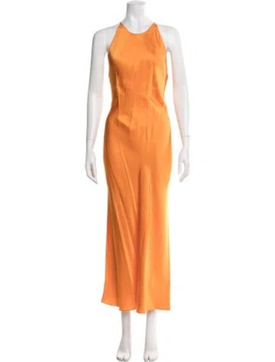Pre-owned Rosetta Getty Halterneck Long Dress In Orange