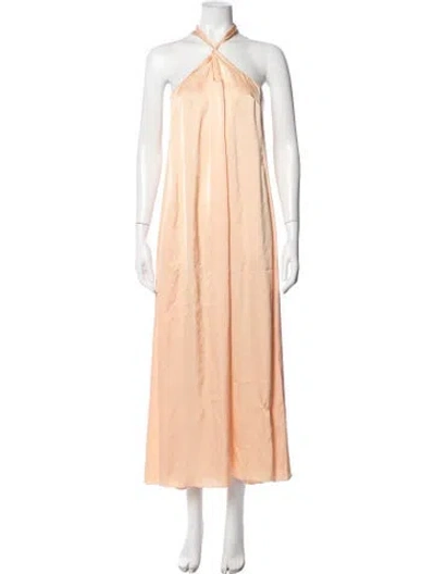 Pre-owned Rosetta Getty Halterneck Long Dress In Orange
