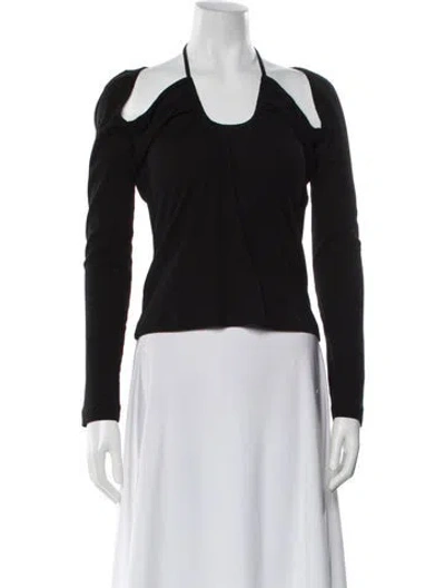Pre-owned Rosetta Getty Halterneck Long Sleeve Top In Black