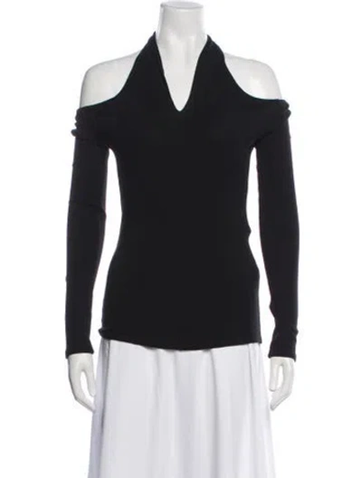 Pre-owned Rosetta Getty Halterneck Long Sleeve Top In Black