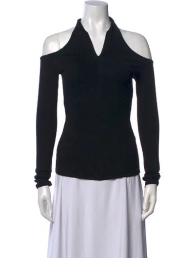 Pre-owned Rosetta Getty Halterneck Long Sleeve Top In Black