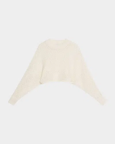 Rosetta Getty Hand Knit Mesh Dolman-sleeve Crop Sweater In White