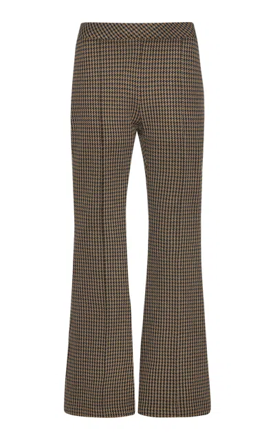 Rosetta Getty High-rise Houndstooth Stretch-woven Flared Pants In Green