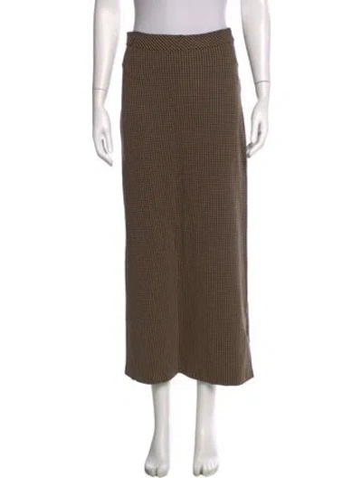 Pre-owned Rosetta Getty Houndstooth Print Long Skirt In Brown