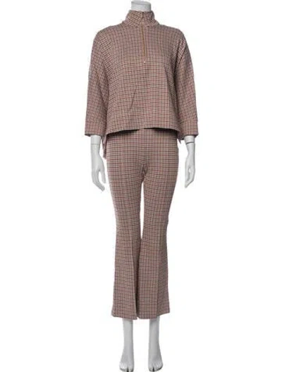 Pre-owned Rosetta Getty Houndstooth Print Pant Set In Red