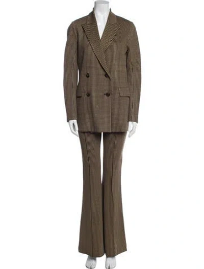 Pre-owned Rosetta Getty Houndstooth Print Pantsuit In Brown