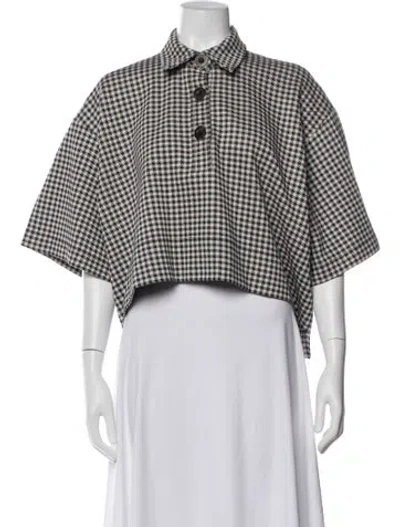 Pre-owned Rosetta Getty Houndstooth Print Short Sleeve Top In Gray
