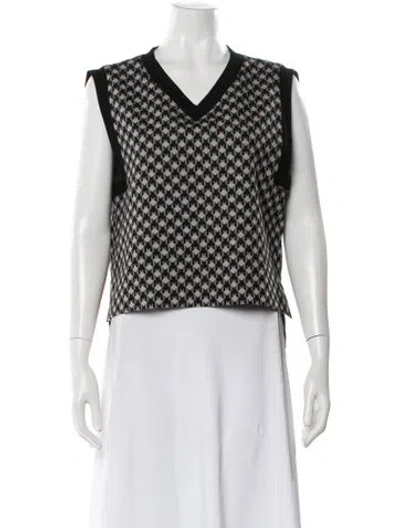 Pre-owned Rosetta Getty Houndstooth Print V-neck Top In Multi
