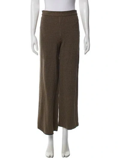 Pre-owned Rosetta Getty Houndstooth Print Wide Leg Pants In Brown