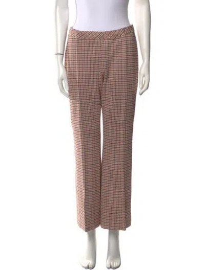 Pre-owned Rosetta Getty Houndstooth Print Wide Leg Pants In Red
