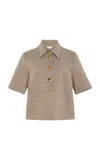 Rosetta Getty Jacquard-knit Polo Top In Multi