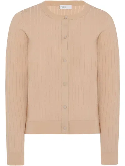 Rosetta Getty Ribbed-knit Cardigan In Neutral