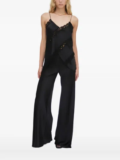 Rosetta Getty Lace-panel Blouse In Black