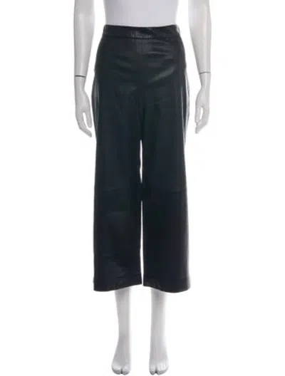 Pre-owned Rosetta Getty Lamb Leather Straight Leg Pants In Black