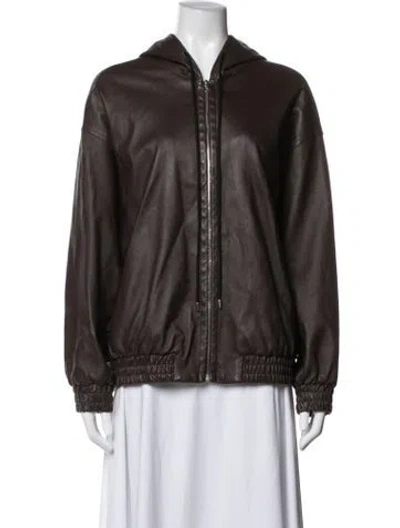 Pre-owned Rosetta Getty Lambskin Bomber Jacket In Brown