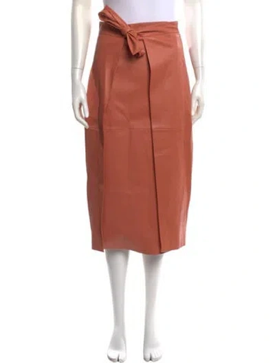 Pre-owned Rosetta Getty Lambskin Midi Length Skirt In Pink