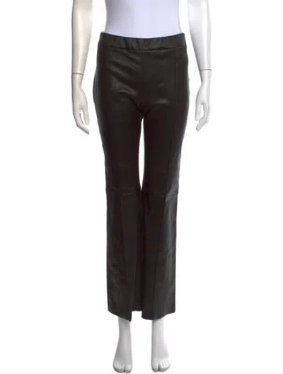 Pre-owned Rosetta Getty Lambskin Straight Leg Pants In Black