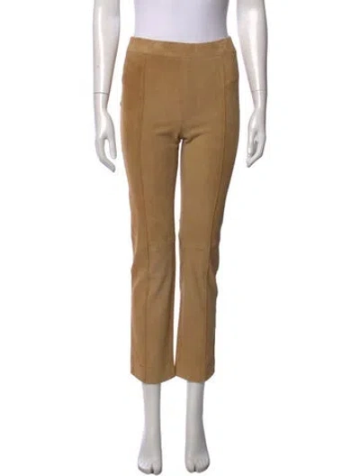 Pre-owned Rosetta Getty Lambskin Straight Leg Pants In Brown