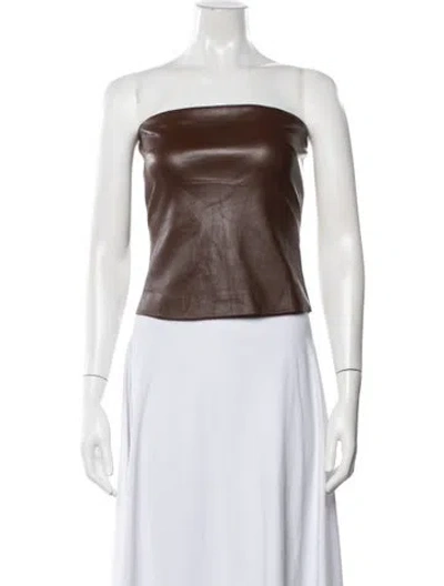Pre-owned Rosetta Getty Lambskin Strapless Top In Brown