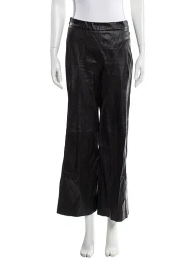 Pre-owned Rosetta Getty Lambskin Wide Leg Pants In Black