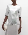 Rosetta Getty Leather Fitted T-shirt In Silver