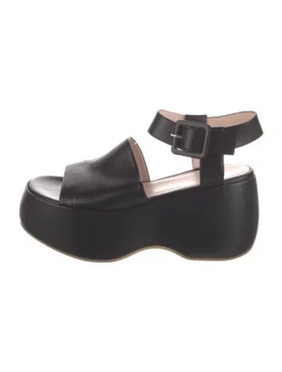 Pre-owned Rosetta Getty Leather Sandals In Black