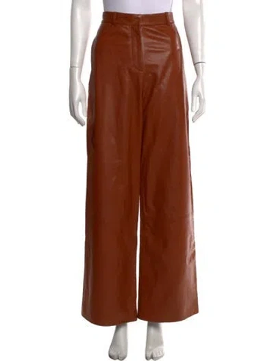 Pre-owned Rosetta Getty Leather Wide Leg Pants In Brown