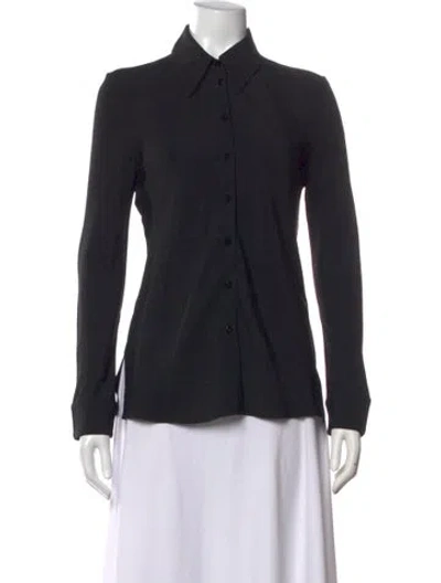 Pre-owned Rosetta Getty Long Sleeve Button-up Top In Black