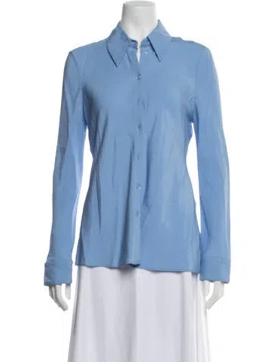 Pre-owned Rosetta Getty Long Sleeve Button-up Top In Blue
