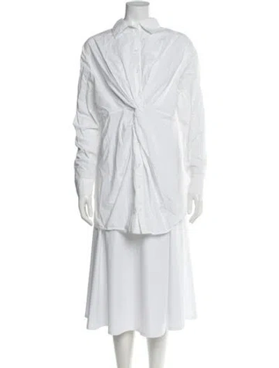 Pre-owned Rosetta Getty Long Sleeve Button-up Top In White