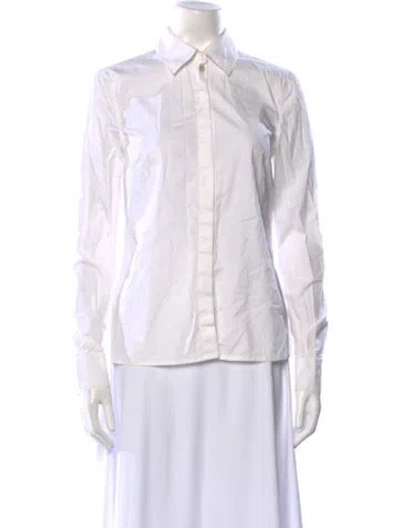 Pre-owned Rosetta Getty Long Sleeve Button-up Top In White