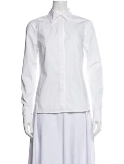 Pre-owned Rosetta Getty Long Sleeve Button-up Top In White