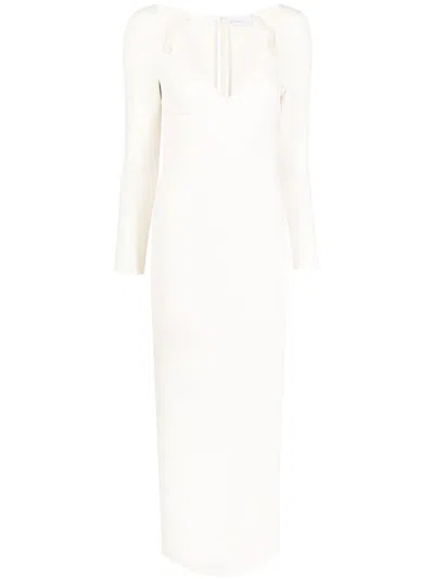 Rosetta Getty Long-sleeve Midi Dress In Parchment