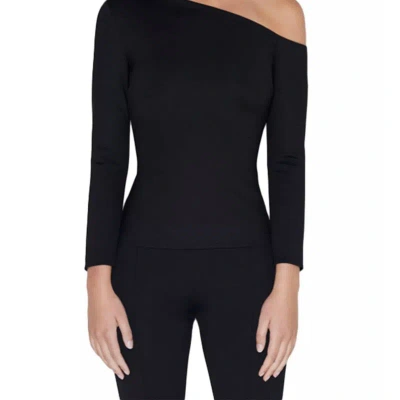 Rosetta Getty Long Sleeve Off The Shoulder Top In Black