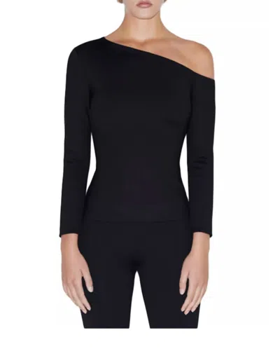 ROSETTA GETTY LONG SLEEVE OFF THE SHOULDER TOP IN BLACK