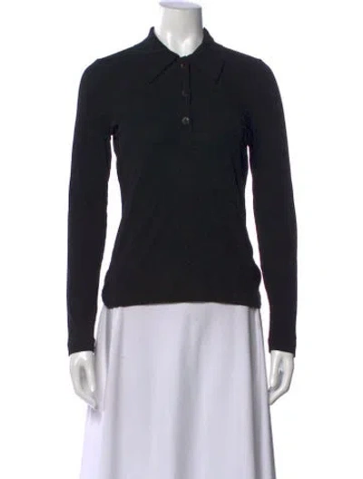 Pre-owned Rosetta Getty Long Sleeve Polo In Black