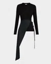 Rosetta Getty Long-sleeve Split Apron Combo T-shirt In Black