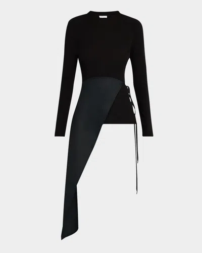 Rosetta Getty Long-sleeve Split Apron Combo T-shirt In Black