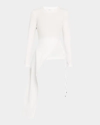 Rosetta Getty Long-sleeve Split Apron Combo T-shirt In White