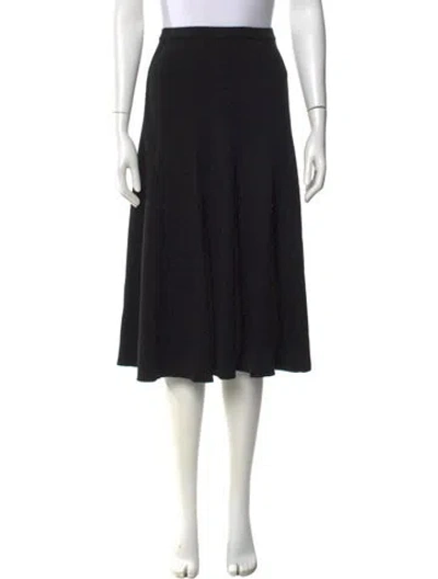 Pre-owned Rosetta Getty Merino Wool Knee-length Skirt W/ Tags In Black