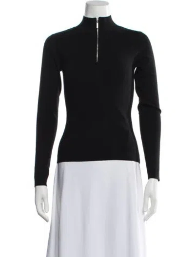 Pre-owned Rosetta Getty Merino Wool Mock Neck Top In Black